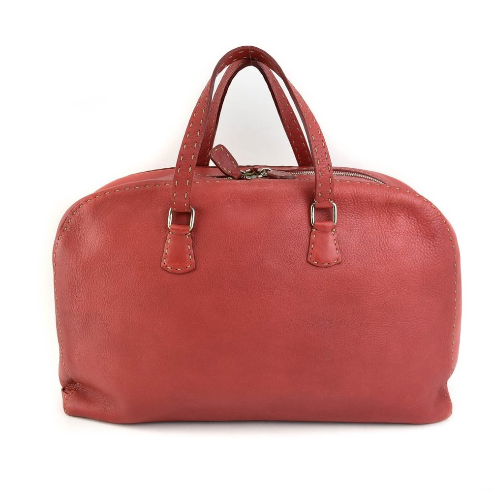 FENDI "Selleria": Red, Leather Logo Tote Bag (wp)